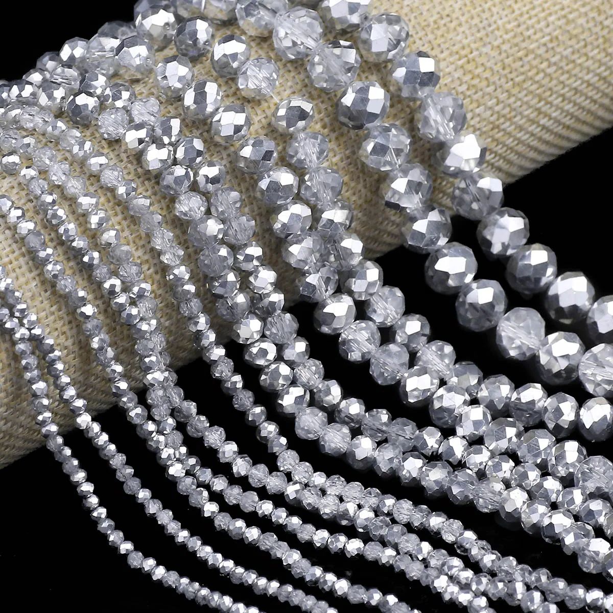 Glass Seed Beads 2Mm Jewelry Making - Mezzo argento colore trasparente piatto rotondo
